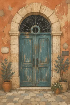 Weathered Teal Doorway on Historic Townhouse