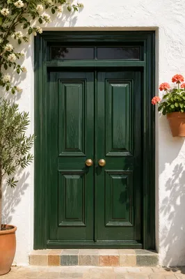Traditional Green Wooden Front Entrance