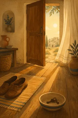 Morning Light Through Wooden Front Door