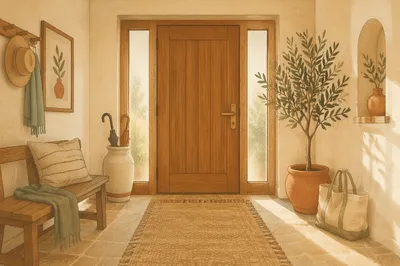 Welcoming Wooden Front Door Interior Entrance