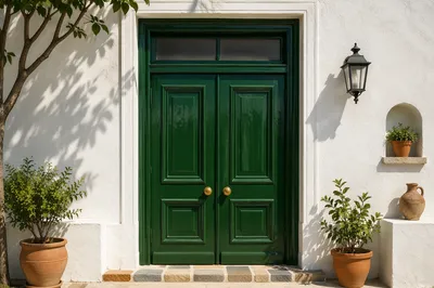 Traditional Green Wooden Front Entrance
