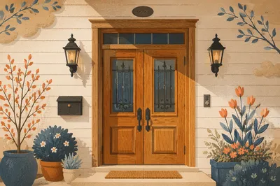 Elegant Wooden Front Door Entrance