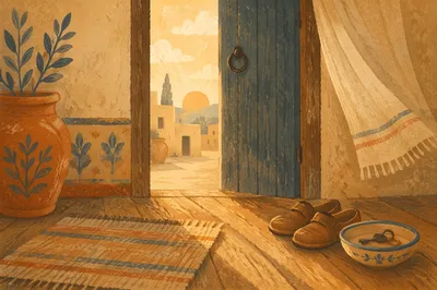 Morning Light Through Humble Wooden Door