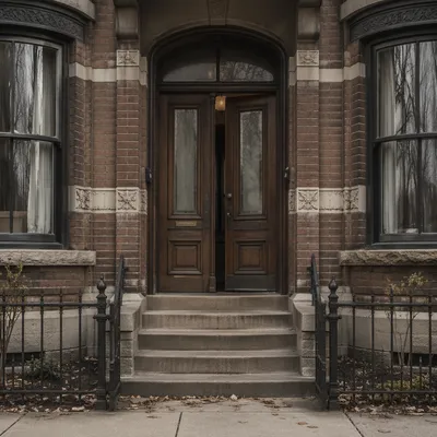 Historic Wooden Townhouse Door Entrance