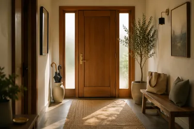 Welcoming Wooden Front Door Hallway Interior