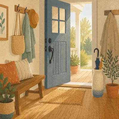 Welcoming Front Door Foyer Interior Scene