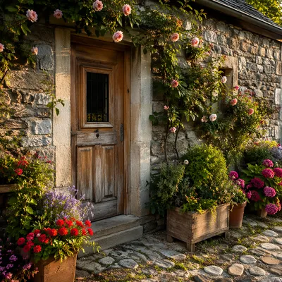 Welcoming Rustic Front Door Cottage Entrance