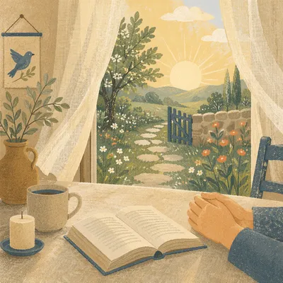 Peaceful Sunroom View to Rain-Kissed Garden
