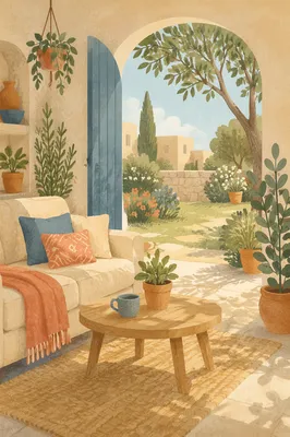 Peaceful Living Room Opening to Garden Lawn
