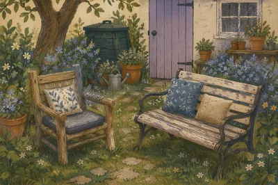 Rustic Backyard Garden Seating Corner