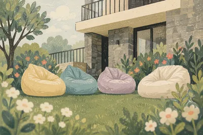 Peaceful Backyard Garden with Pastel Seating