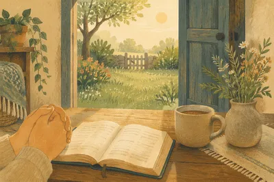 Morning Prayer by Garden French Doors