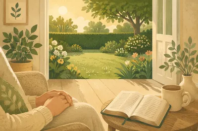 Morning Devotion by a Garden Patio