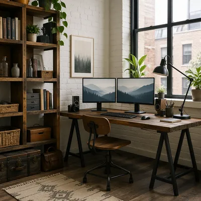 Organized Loft Home Office Desk Setup