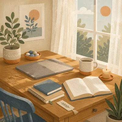 Organized Home Office Desk by Window