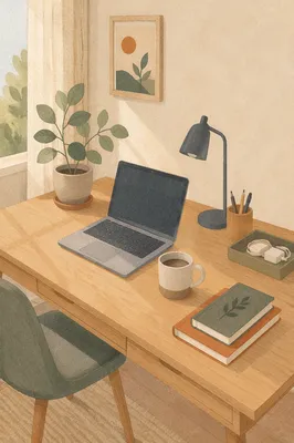 Organized Home Office Desk by Window