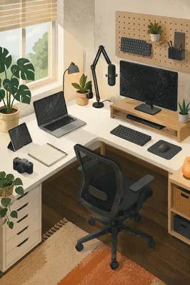 Bright Organized Home Office Desk Corner