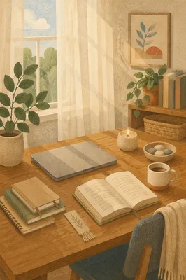 Organized Home Office Desk by Window