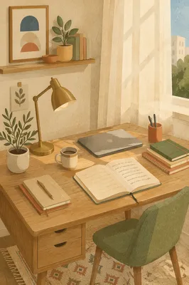 Organized Home Office Desk by Window
