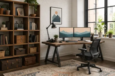 Organized Loft Home Office Desk Setup