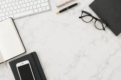Organized Minimal Home Office Desk Flat Lay