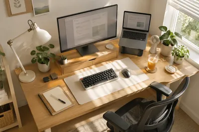 Bright Organized Home Office Desk Interior