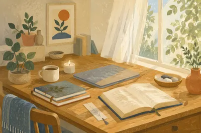 Organized Home Office Desk by Window