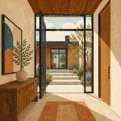 Modern Entry Foyer Facing Contemporary Exterior