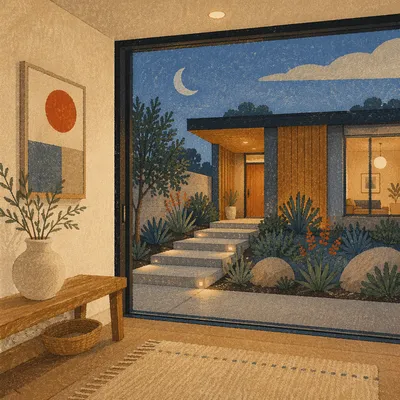 Modern House Exterior Viewed From Foyer