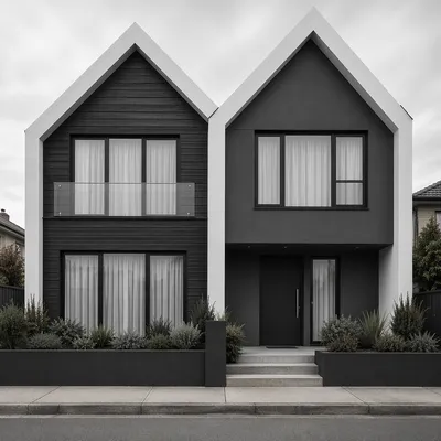 Modern Twin Gable House Front View
