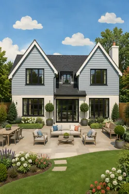 Modern Blue Gable House Exterior