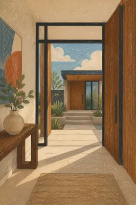 Modern Entry Foyer Facing House Exterior