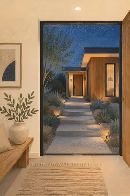 Modern House Exterior Viewed From Foyer