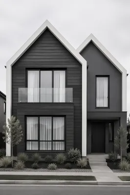Modern Twin Gable House Front Elevation
