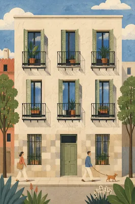 Modern Cream Facade with Sage Shutters