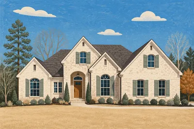 Modern Suburban House with Arched Entry