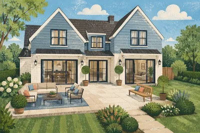 Modern Blue Gable House Exterior