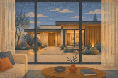 Modern House Front Viewed from Living Room