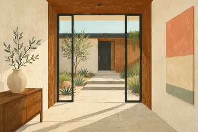 Modern Entry Foyer Facing Contemporary Exterior