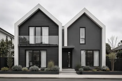 Modern Twin Gable House Front Elevation