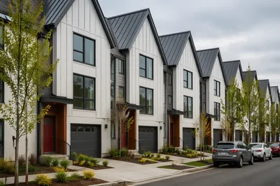 Modern Townhouse Row with Gabled Roofs