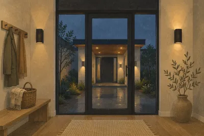 Modern Foyer Welcoming Evening Entrance