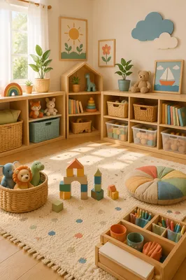 Bright Kids Playroom with Organized Toys