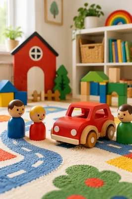 Colorful Organized Kids Playroom Toy Scene