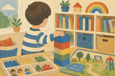 Cheerful Kids Playroom with Organized Colorful Toys