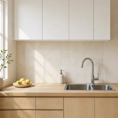Bright Modern Kitchen Countertop Interior Scene