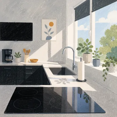 Bright Modern Kitchen Countertop Interior