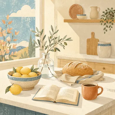 Bright Modern Kitchen Countertop for Morning Hospitality
