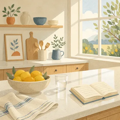 Bright Modern Kitchen Countertop With Lemons