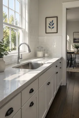 Bright Modern Kitchen with Marble Countertop